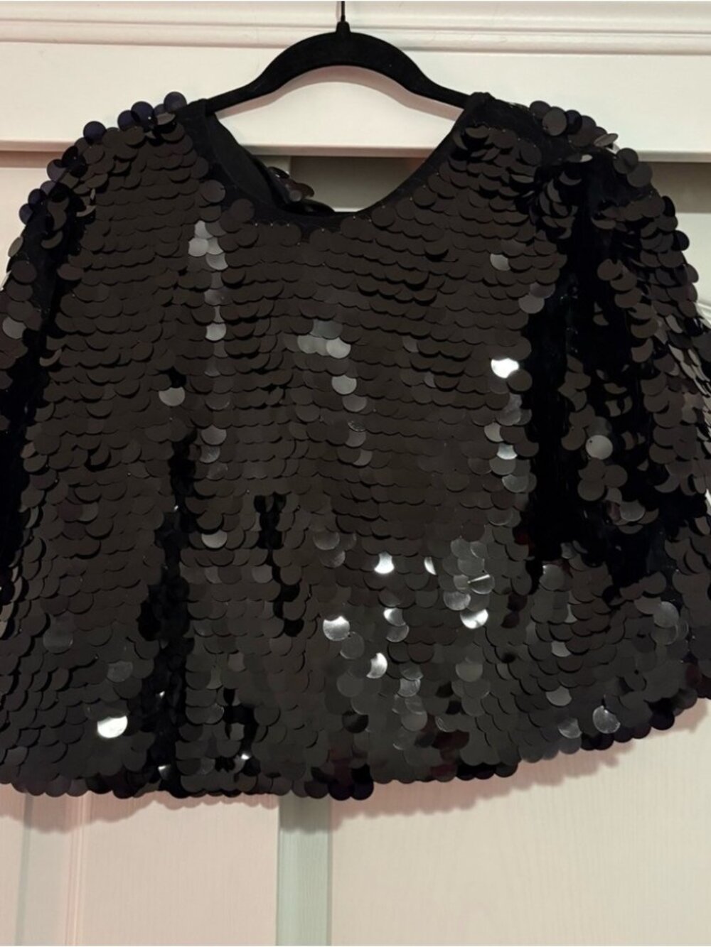 Black Sequin Crop Top